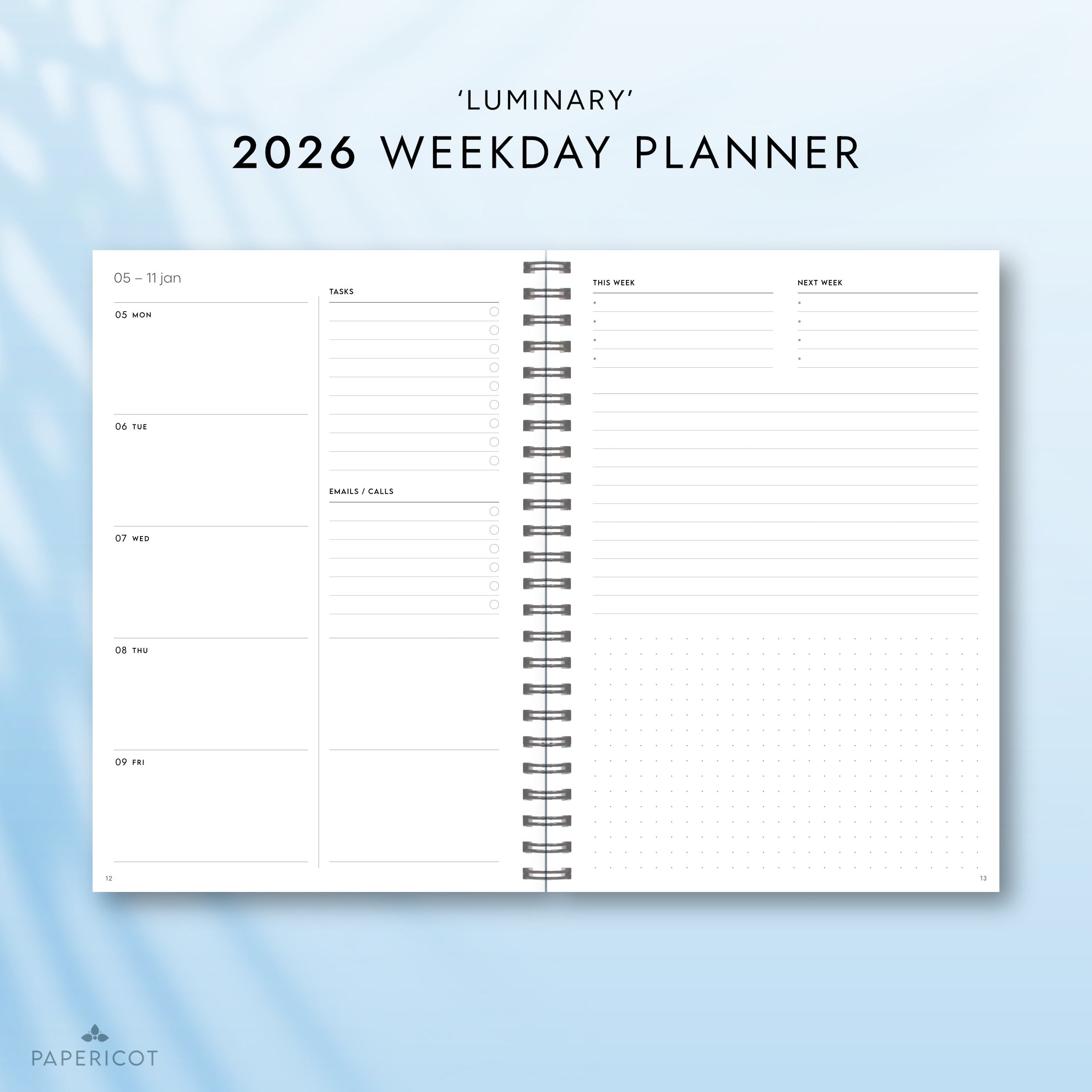 2026 LUMINARY Weekdays Planner – PAPERICOT